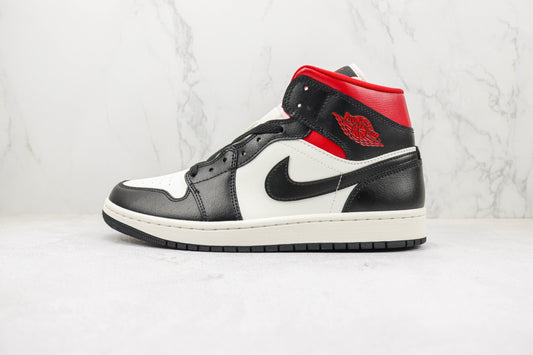 Air Jordan 1 Mid Black Gym Red Sail