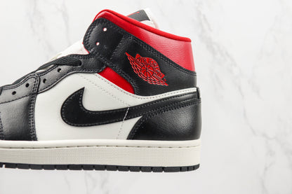 Air Jordan 1 Mid Black Gym Red Sail