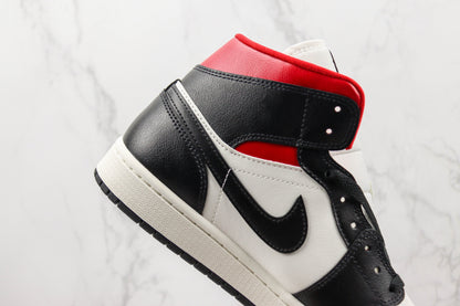 Air Jordan 1 Mid Black Gym Red Sail