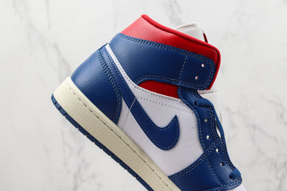 Air Jordan 1 Mid French Blue Gym Red