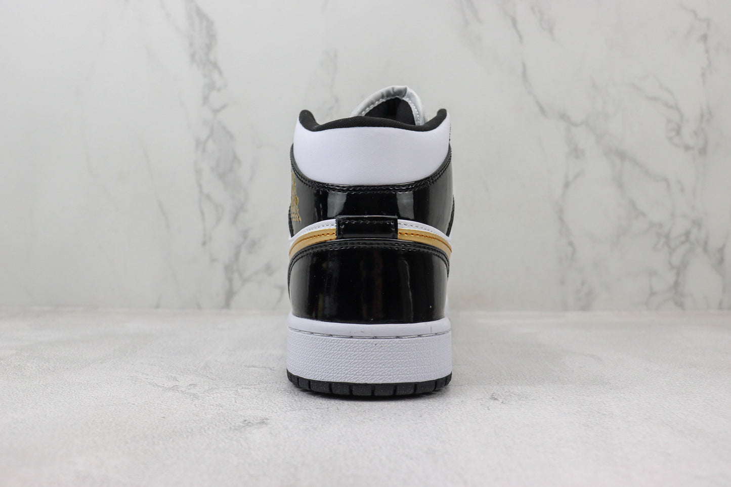 Air Jordan 1 Mid Patent Black Gold
