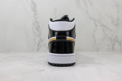 Air Jordan 1 Mid Patent Black Gold