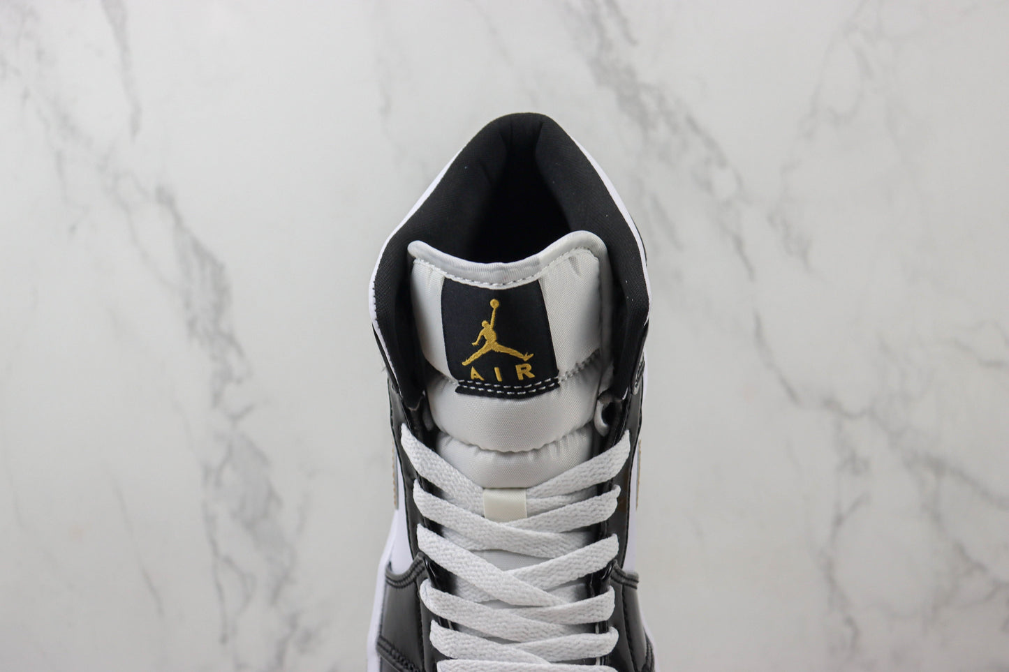 Air Jordan 1 Mid Patent Black Gold
