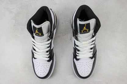 Air Jordan 1 Mid Patent Black Gold